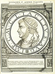 Tacitus, Illustration aus Imperatorum romanorum omnium orientalium et occidentalium verissimae imagines ex antiquis numismatis, 1559